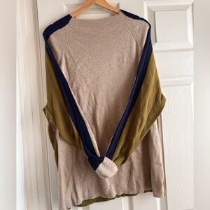 Women’s color-block, oversized, ribbed sweater.